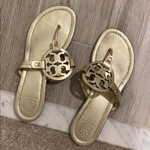 Tori Burch gold sandals